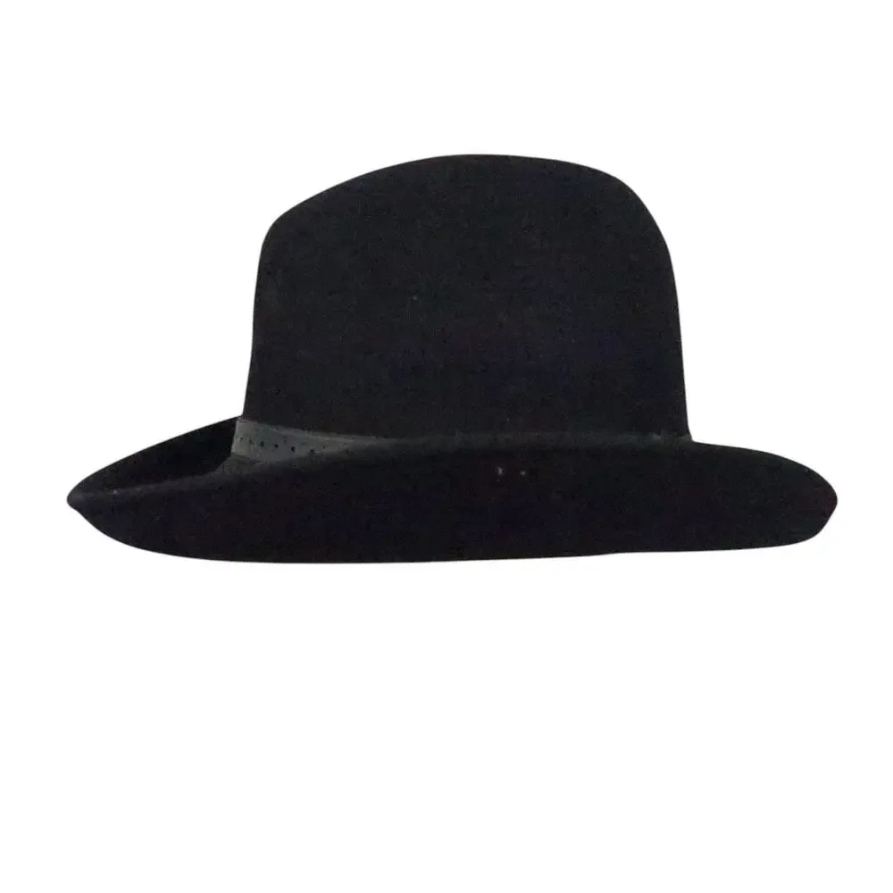 Vintage 60s Coralie Black Felt Wool Fedora Hat - Picture 2 of 7